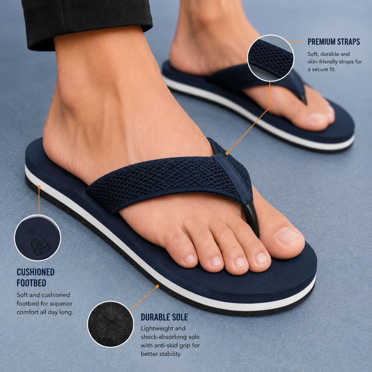 Ortho Rest Women's Comfortable and Stylish Flat Sandals Slipper | Soft Sole Casual Slip-On with back foot support (L217) - Blue
