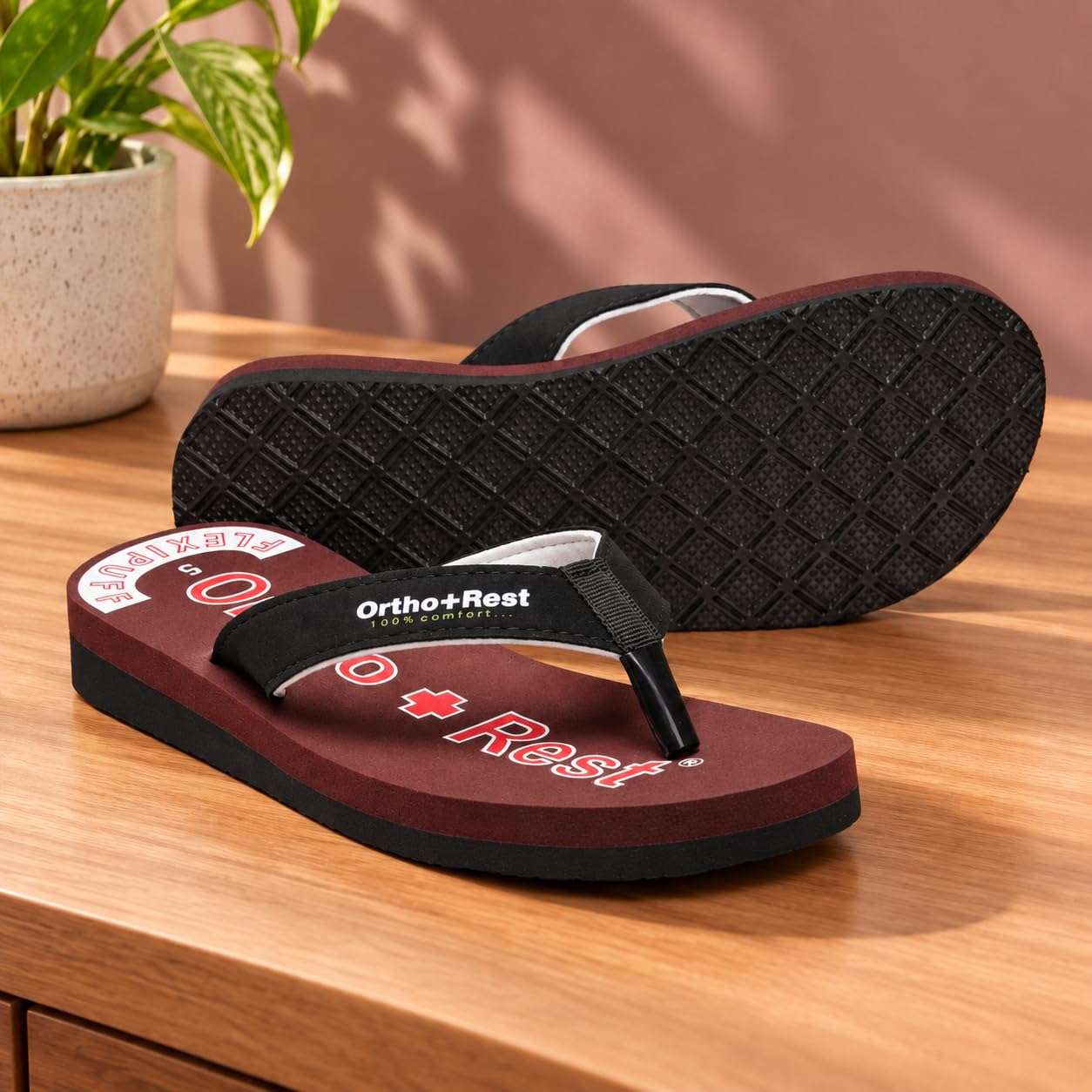 Ortho Rest Comfort Extra Soft Ortho Slippers for Women |  Doctor Chappal Footwear | Casual Flip Flops for Home Daily Use (L222) - Maroon