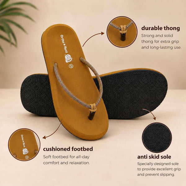 Ortho Rest Comfort Extra Soft Ortho Slippers for Women |  Doctor Chappal Footwear | Casual Flip Flops for Home Daily Use (L347) - Grey