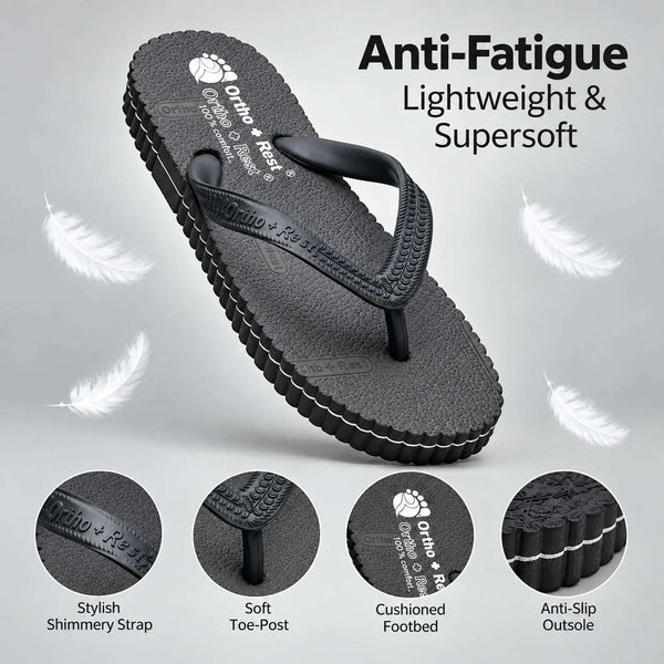Ortho Rest Hawaii Chappal  Comfort Ortho Care, Bathroom Rubber Flip-Flops (R111) - Grey