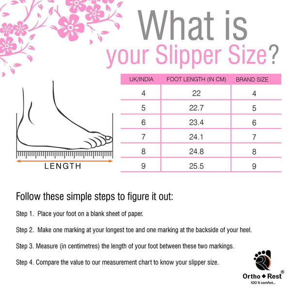 Ortho Rest Women's Comfortable and Stylish Flat Sandals Slipper | Soft Sole Casual Slip-On with back foot support (R115) - Black
