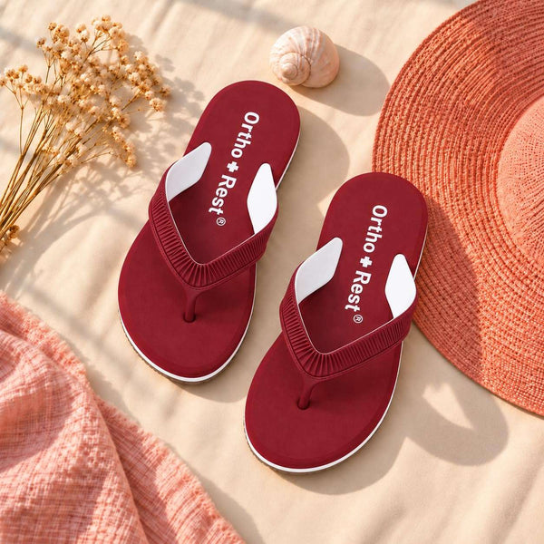 Ortho Rest  Slippers for Women with Cushioned Anti-Skid Sole (L219) - Maroon