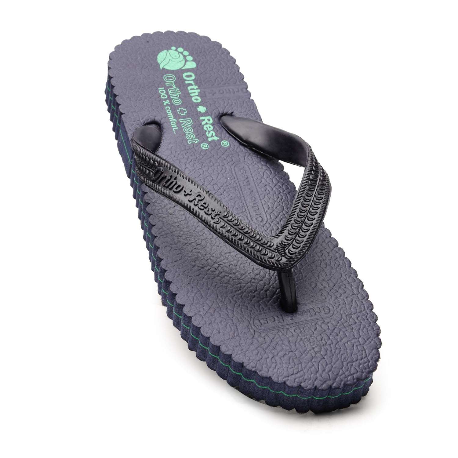 Ortho Rest Hawaii Chappal  Comfort Ortho Care, Bathroom Rubber Flip-Flops (R111) - Navy Blue