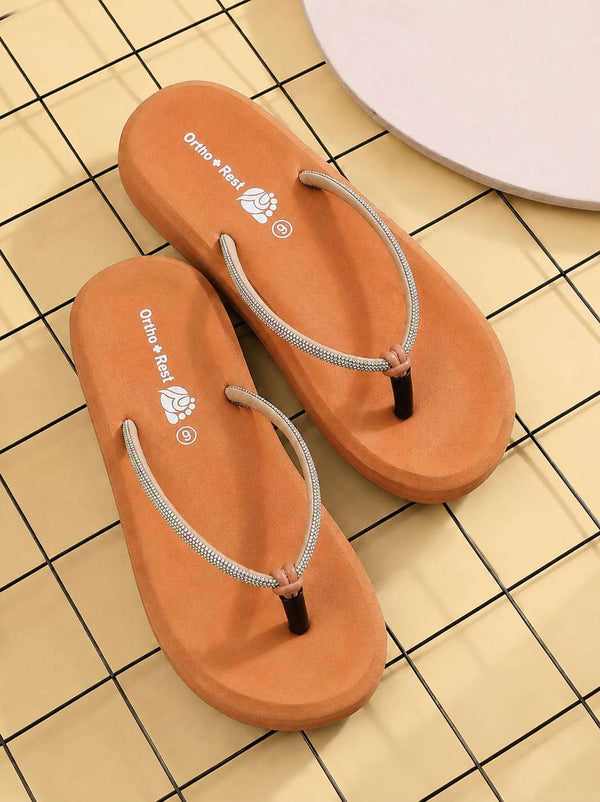 Ortho Rest Comfort Extra Soft Ortho Slippers for Women |  Doctor Chappal Footwear | Casual Flip Flops for Home Daily Use (L347) - Peach