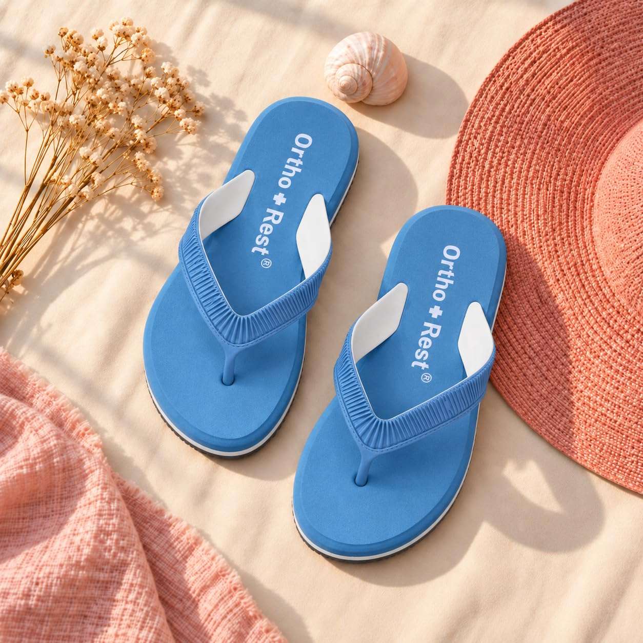 Ortho Rest  Slippers for Women with Cushioned Anti-Skid Sole (L219) - Sky Blue