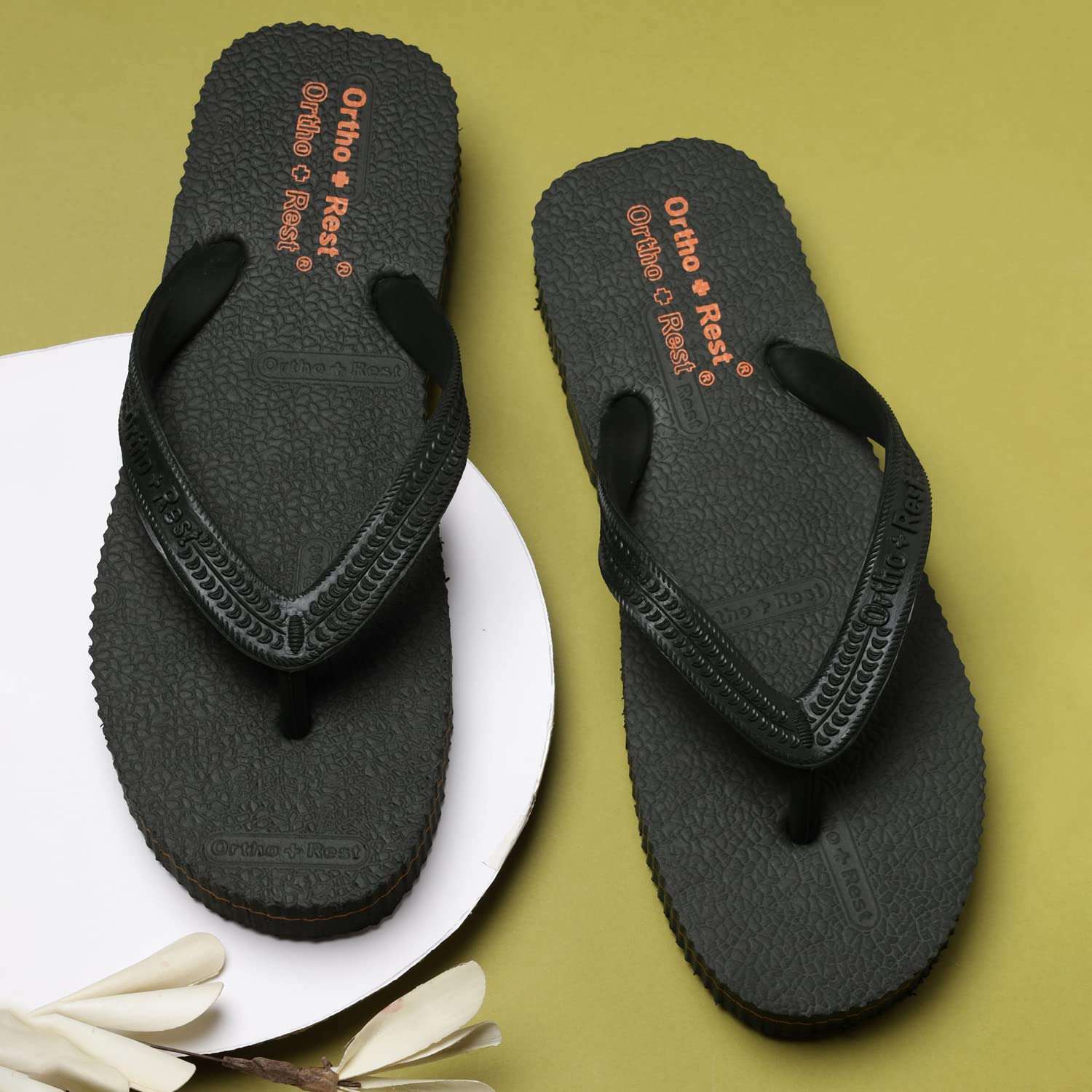 Ortho Rest Hawaii Chappal  Comfort Ortho Care, Bathroom Rubber Flip-Flops (R111) - Green