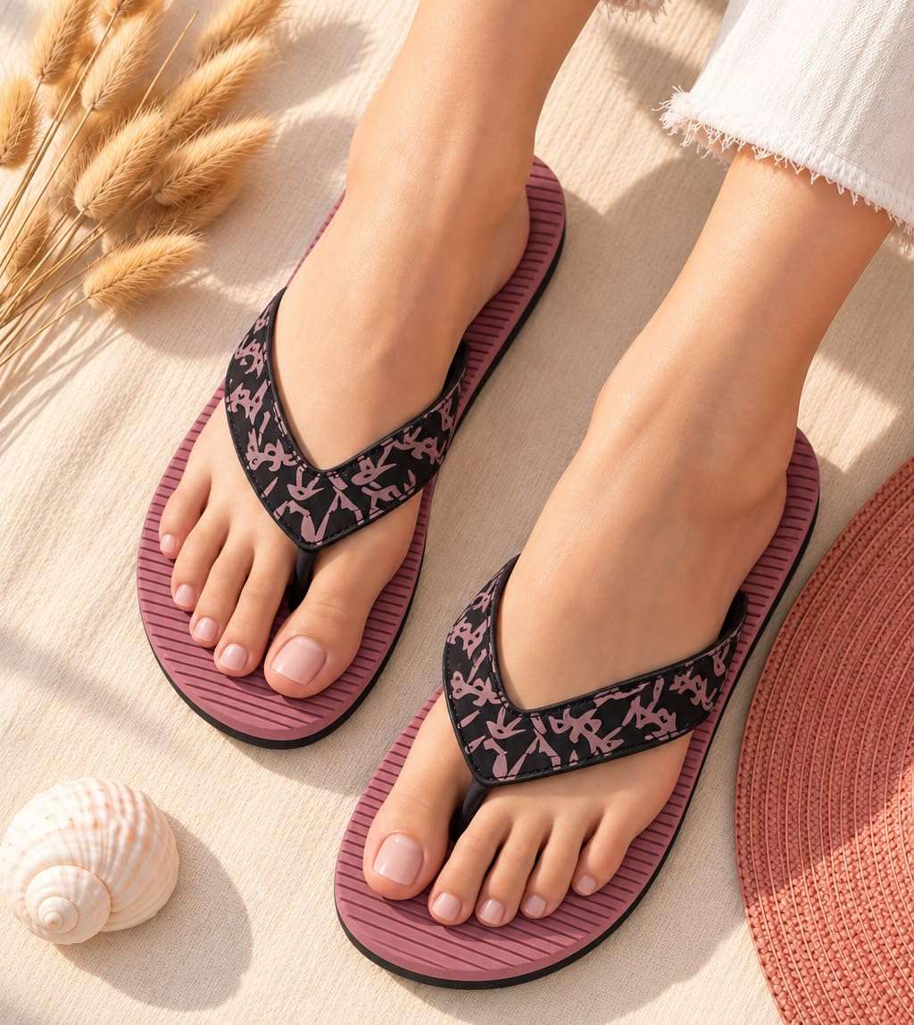 Ortho Rest Women's Comfortable and Stylish Flat Sandals Slipper | Soft Sole Casual Slip-On with back foot support (ARCH02) - Pink
