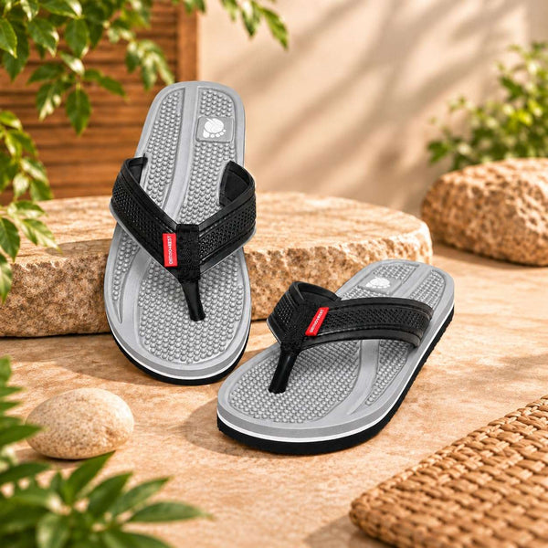 Ortho Rest  Men's Flip Flops with Acupressure Footbed (M10015) - Grey