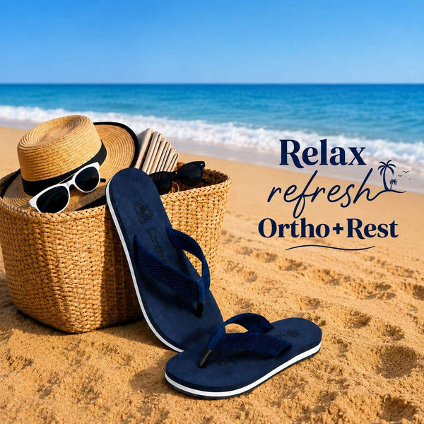 Ortho Rest Women's Comfortable and Stylish Flat Sandals Slipper | Soft Sole Casual Slip-On with back foot support (L217) - Blue