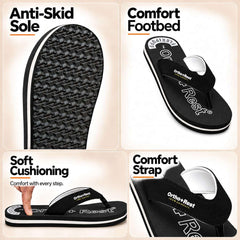 Ortho Rest Men Slipper  Super Soft, Lightweight and Comfortable Flip Flops for Home Daily Use (M555) - Black