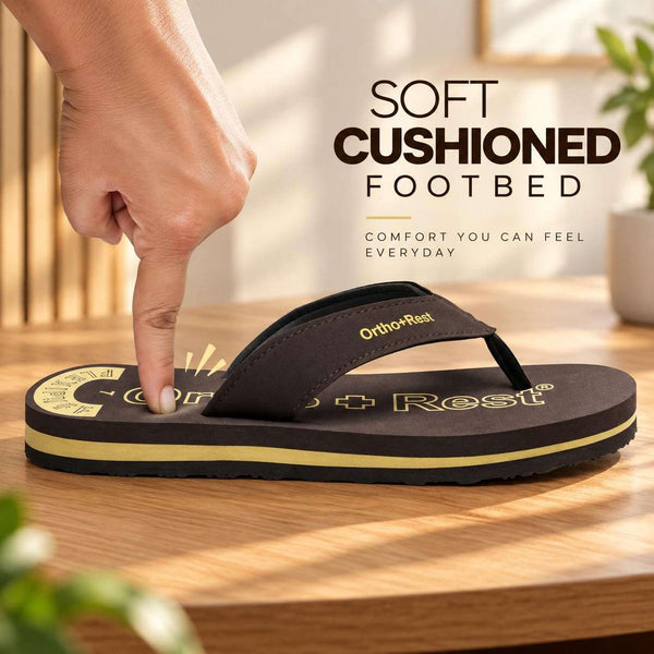 Ortho Rest Men Slipper  Super Soft, Lightweight and Comfortable Flip Flops for Home Daily Use (M555) - Brown