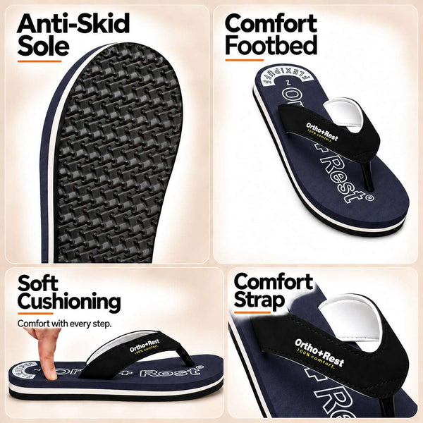 Ortho Rest Men Slipper  Super Soft, Lightweight and Comfortable Flip Flops for Home Daily Use (M555) - Blue