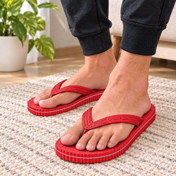 Ortho Rest Hawaii Chappal  Comfort Ortho Care, Bathroom Rubber Flip-Flops (R111) - Red