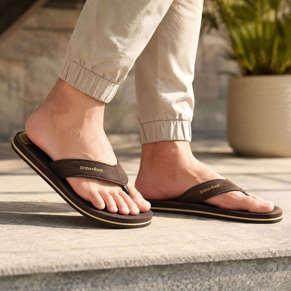 Ortho Rest Men Slipper  Super Soft, Lightweight and Comfortable Flip Flops for Home Daily Use (M555) - Brown