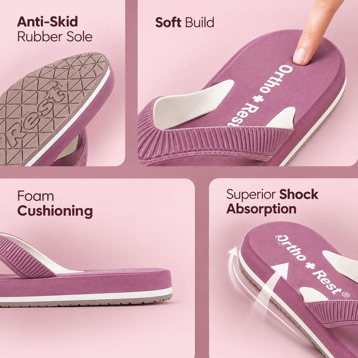 Ortho Rest  Slippers for Women with Cushioned Anti-Skid Sole (L219) - Pink