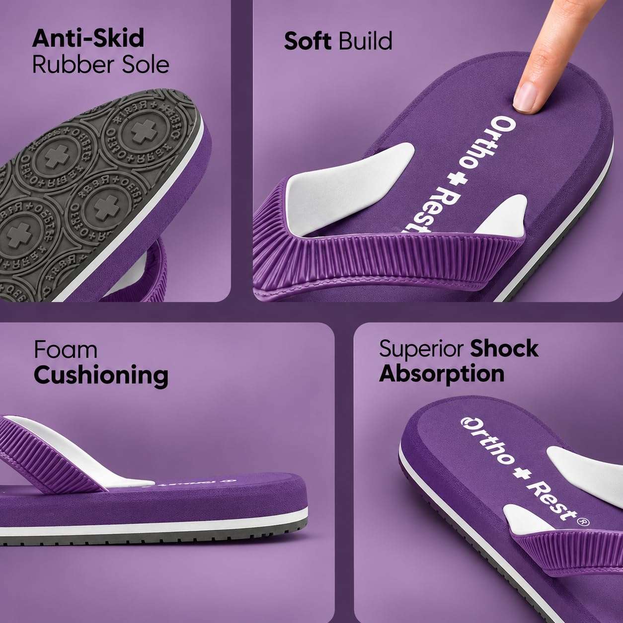 Ortho Rest  Slippers for Women with Cushioned Anti-Skid Sole (L219) - Purple