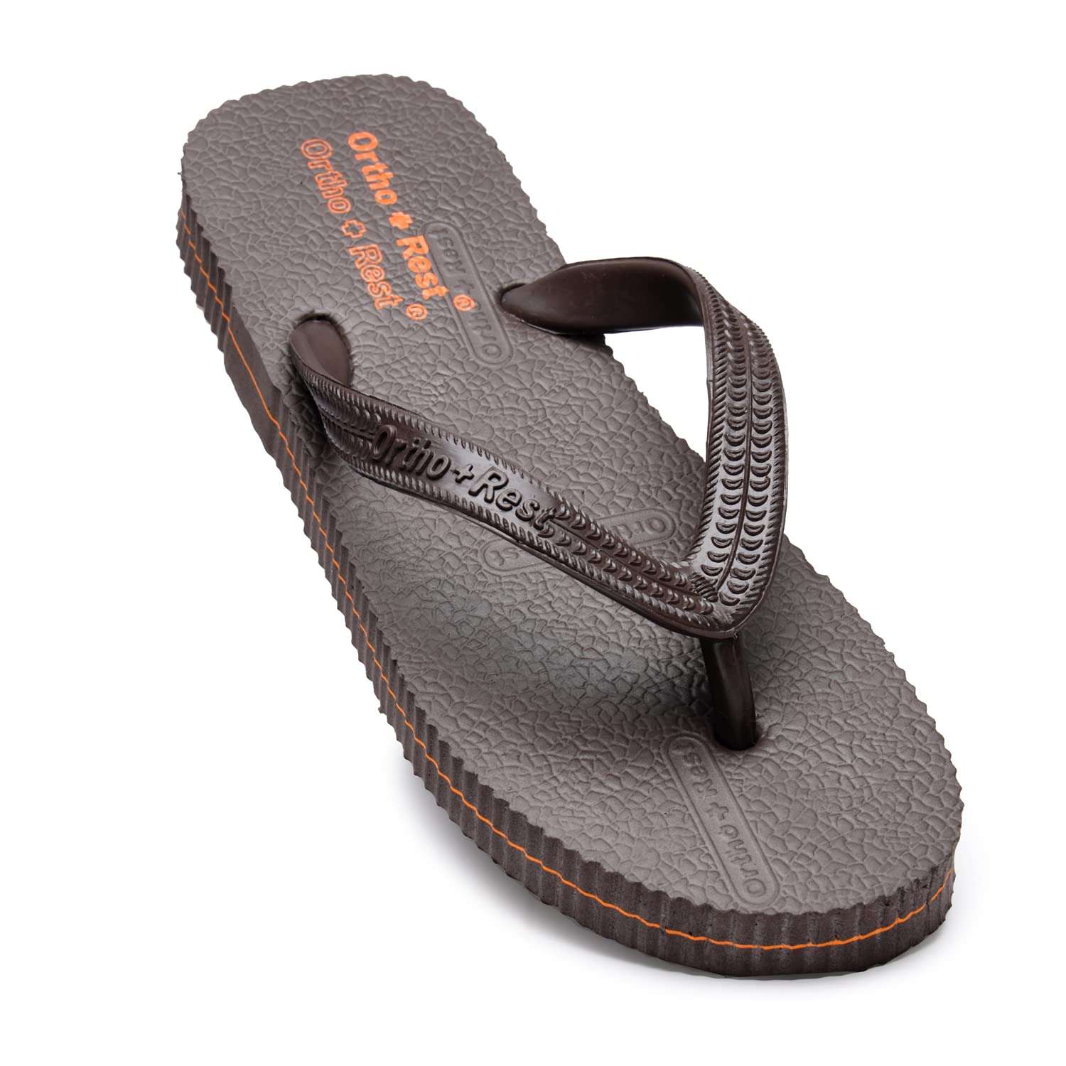 Ortho Rest Hawaii Chappal  Comfort Ortho Care, Bathroom Rubber Flip-Flops (R111) - Brown