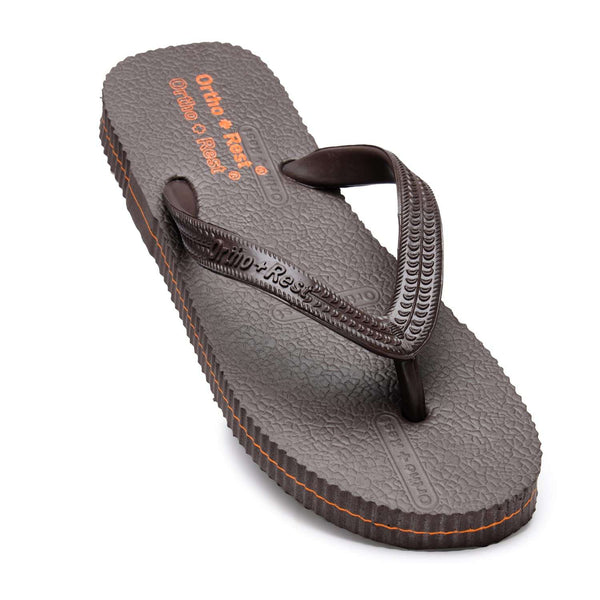 Ortho Rest Hawaii Chappal  Comfort Ortho Care, Bathroom Rubber Flip-Flops (R111) - Brown