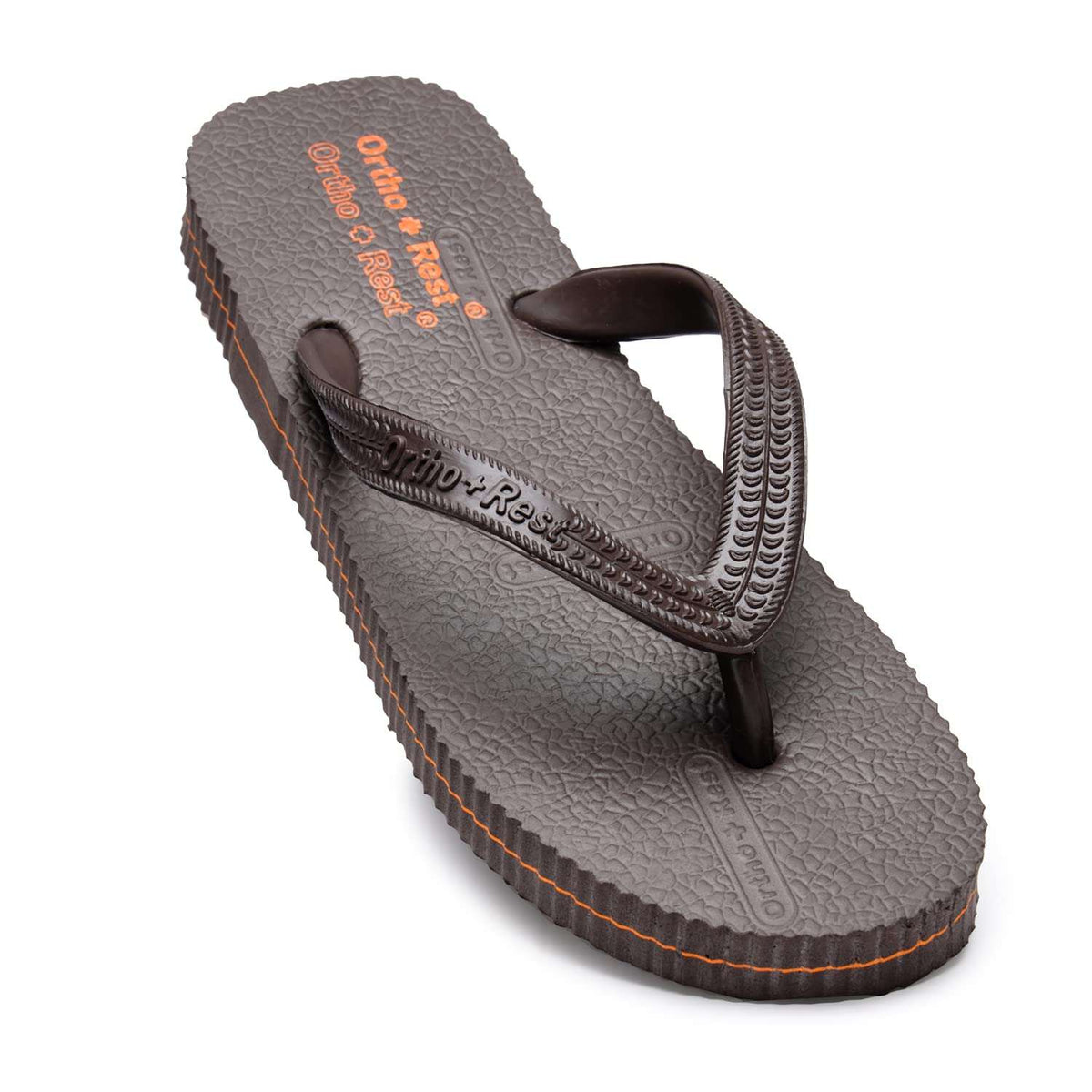 Ortho Rest Hawaii Chappal  Comfort Ortho Care, Bathroom Rubber Flip-Flops (R111) - Brown