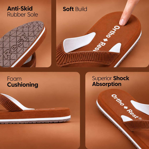 Ortho Rest  Slippers for Women with Cushioned Anti-Skid Sole (L219) - Tan