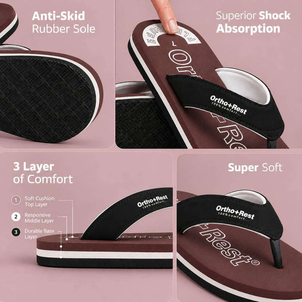 Ortho Rest Men Slipper  Super Soft, Lightweight and Comfortable Flip Flops for Home Daily Use (M555) - Maroon