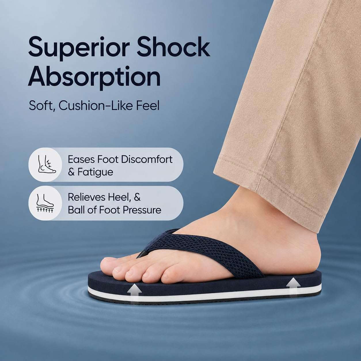 Ortho Rest Women's Comfortable and Stylish Flat Sandals Slipper | Soft Sole Casual Slip-On with back foot support (L217) - Blue
