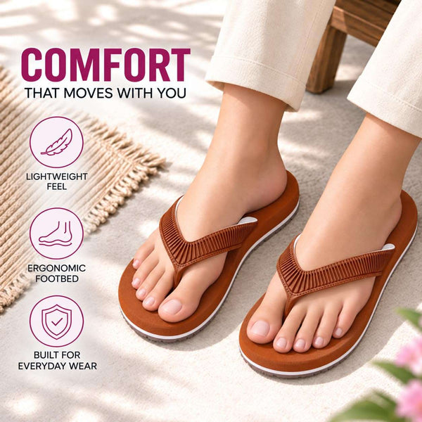 Ortho Rest  Slippers for Women with Cushioned Anti-Skid Sole (L219) - Tan