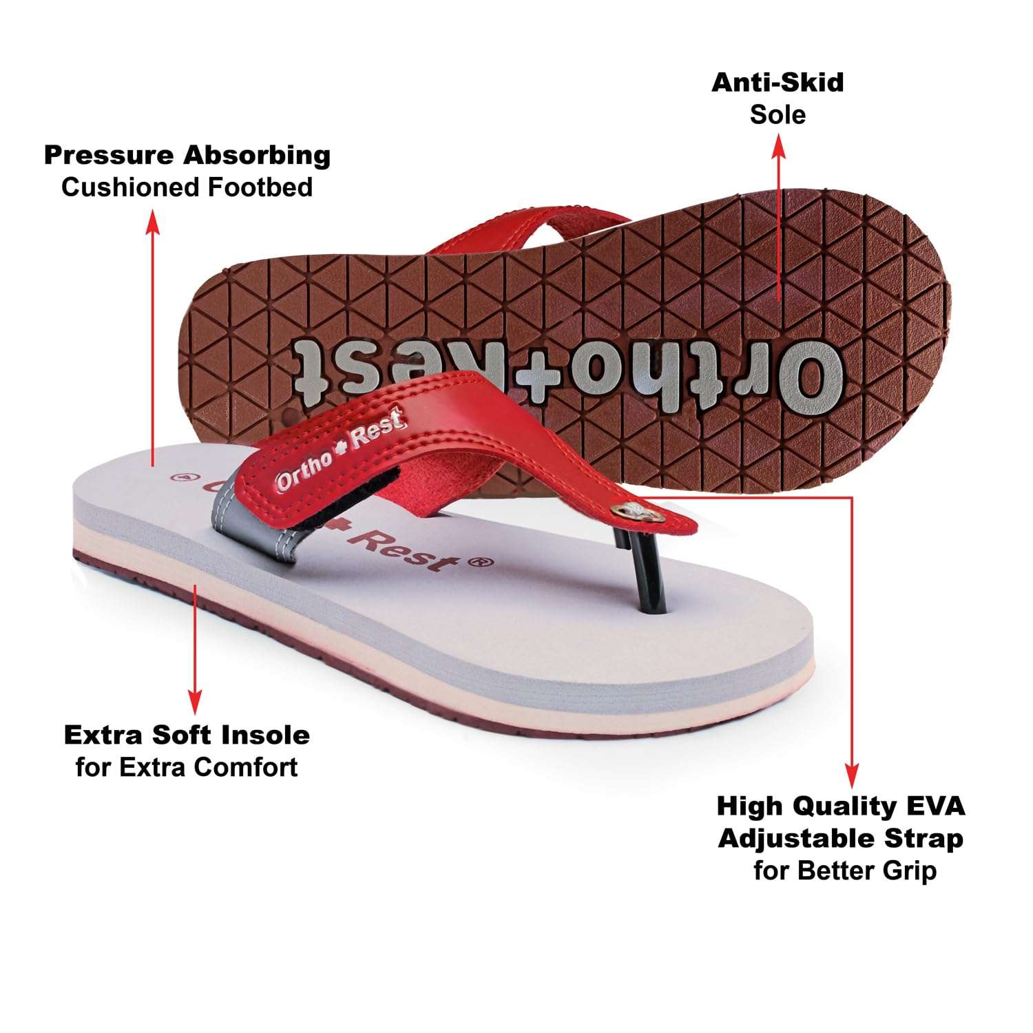 Ortho Rest Comfort Extra Soft Ortho Slippers for Women |  Doctor Chappal Footwear | Casual Flip Flops for Home Daily Use (L700) - Maroon