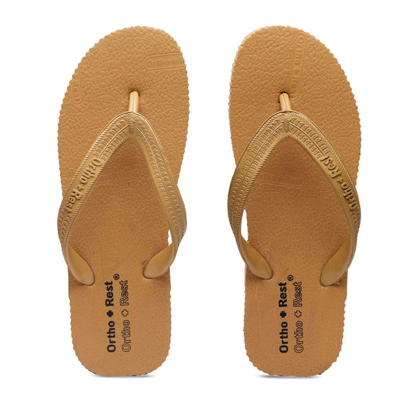 Ortho Rest Hawaii Chappal  Comfort Ortho Care, Bathroom Rubber Flip-Flops (R111) - Tan