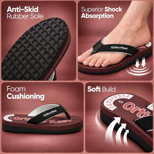 Ortho Rest Comfort Extra Soft Ortho Slippers for Women |  Doctor Chappal Footwear | Casual Flip Flops for Home Daily Use (L222) - Maroon