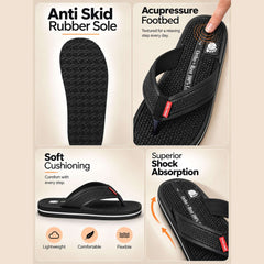Ortho Rest  Men's Flip Flops with Acupressure Footbed (M10015) - Black