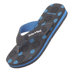 Ortho Rest Women's Comfortable and Stylish Flat Sandals Slipper | Soft Sole Casual Slip-On with back foot support (L218) - Black