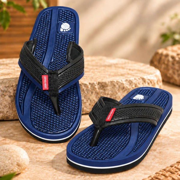 Ortho Rest  Men's Flip Flops with Acupressure Footbed (M10015) - Blue