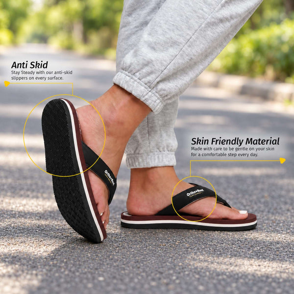 Ortho Rest Men Slipper  Super Soft, Lightweight and Comfortable Flip Flops for Home Daily Use (M555) - Maroon