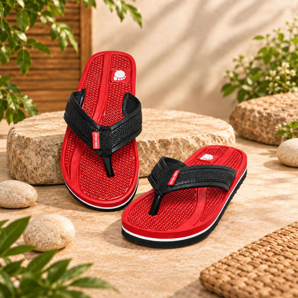 Ortho Rest  Men's Flip Flops with Acupressure Footbed (M10015) - Red
