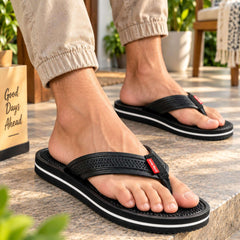 Ortho Rest  Men's Flip Flops with Acupressure Footbed (M10015) - Black