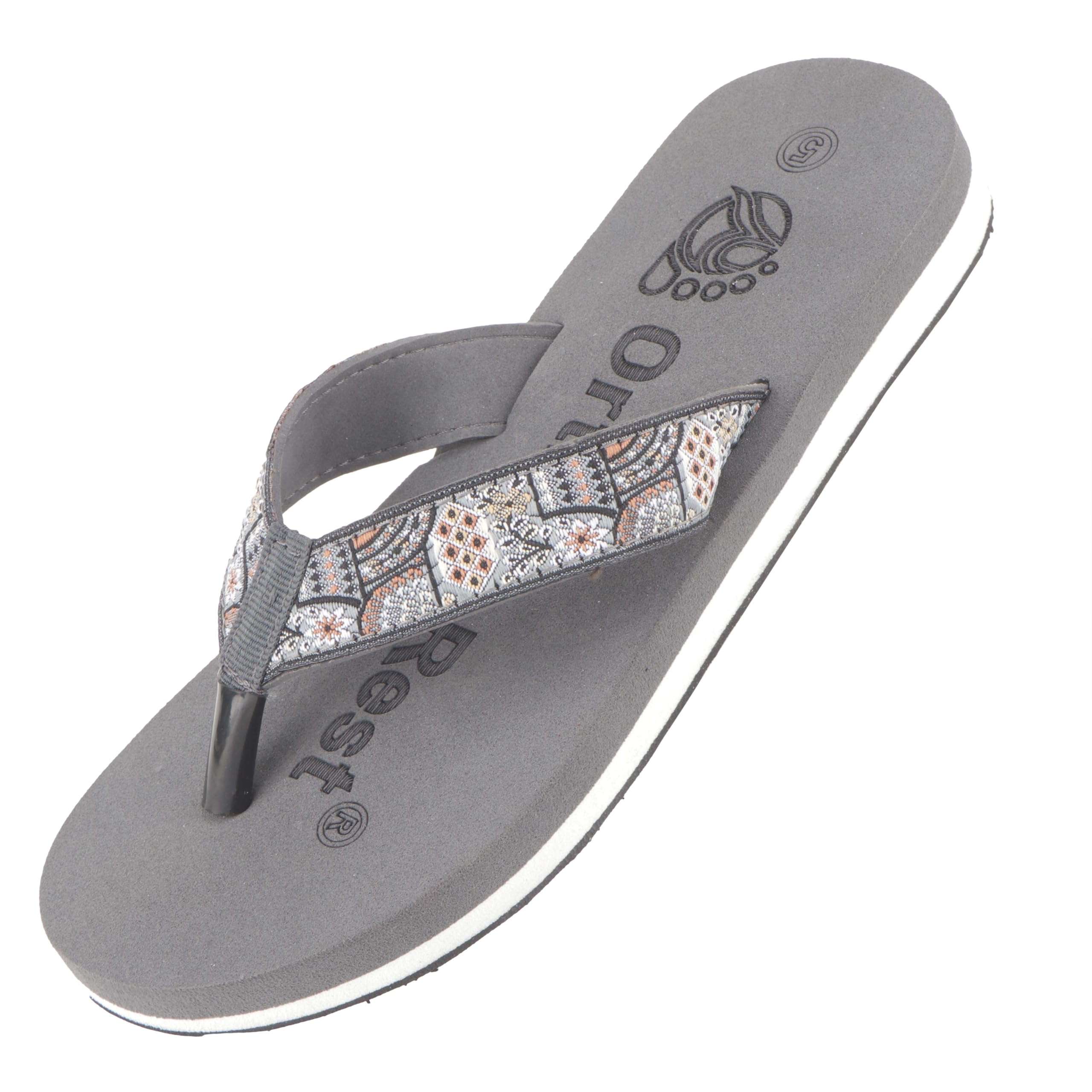 Ortho Rest Women's Comfortable and Stylish Flat Sandals Slipper | Soft Sole Casual Slip-On with back foot support (L221) - Grey