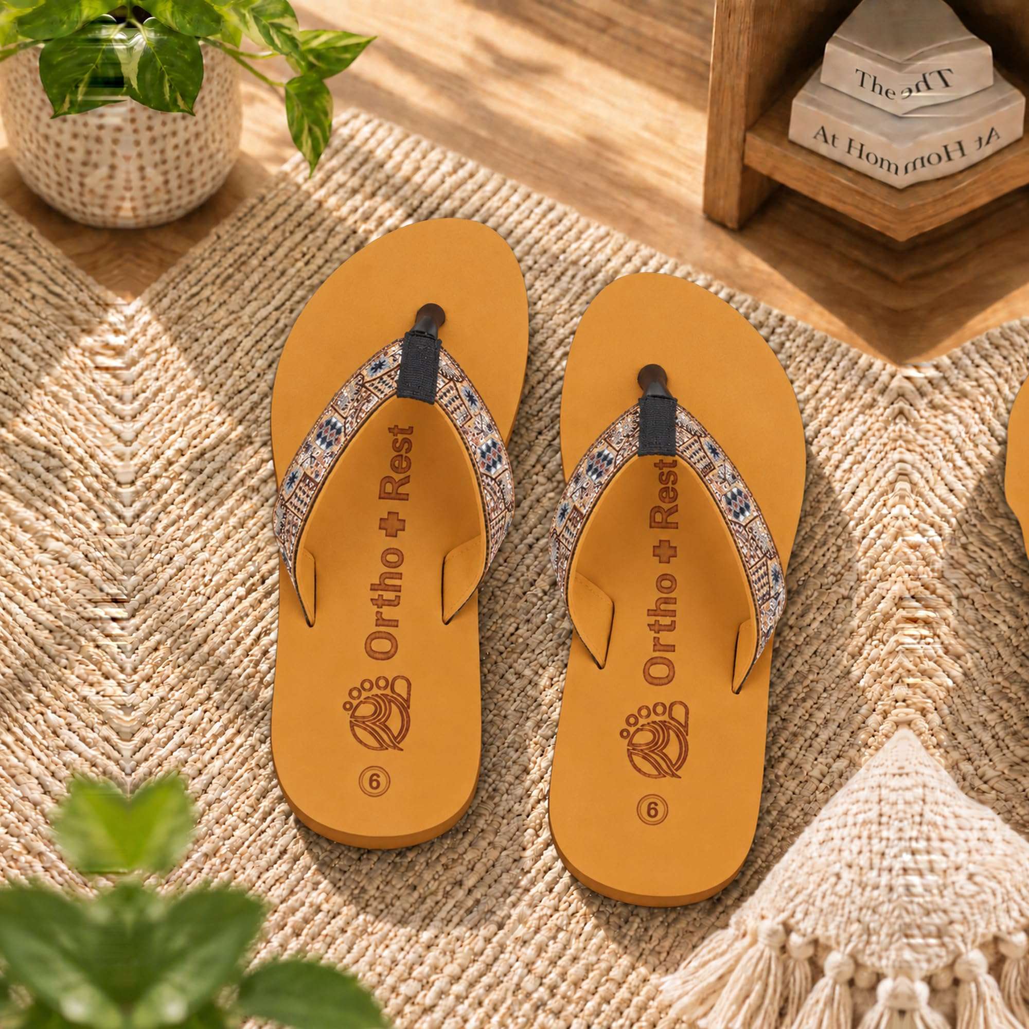 Ortho Rest Women's Comfortable and Stylish Flat Sandals Slipper | Soft Sole Casual Slip-On with back foot support (L221) - Tan