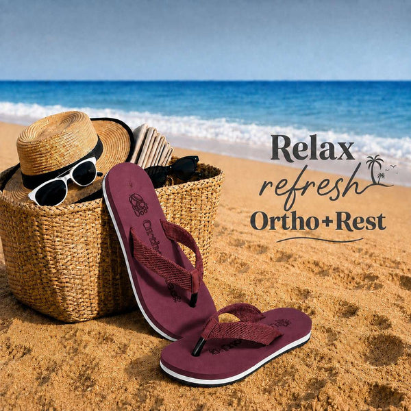 Ortho Rest Women's Comfortable and Stylish Flat Sandals Slipper | Soft Sole Casual Slip-On with back foot support (L217) - Maroon