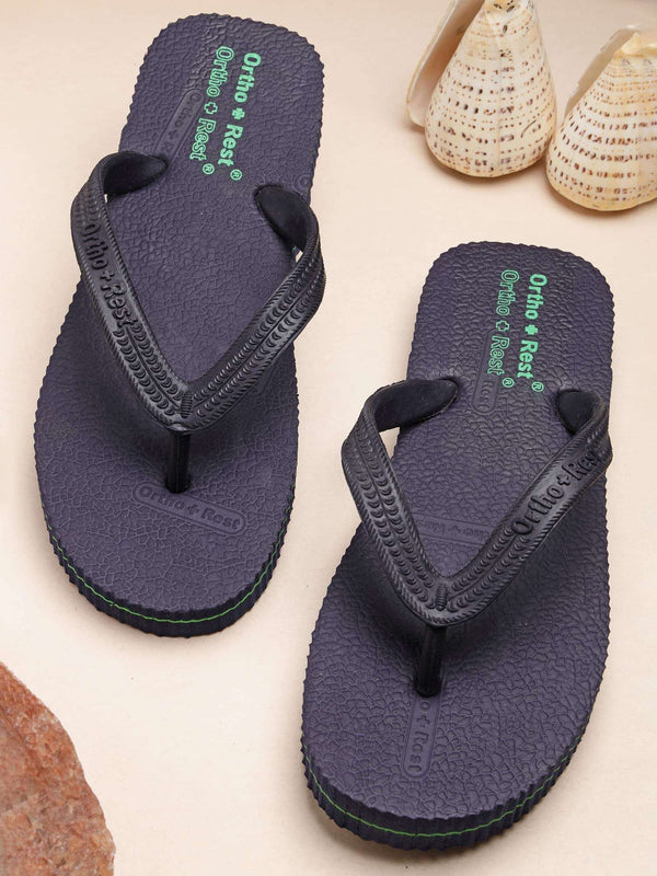Ortho Rest Hawaii Chappal  Comfort Ortho Care, Bathroom Rubber Flip-Flops (R111) - Navy Blue