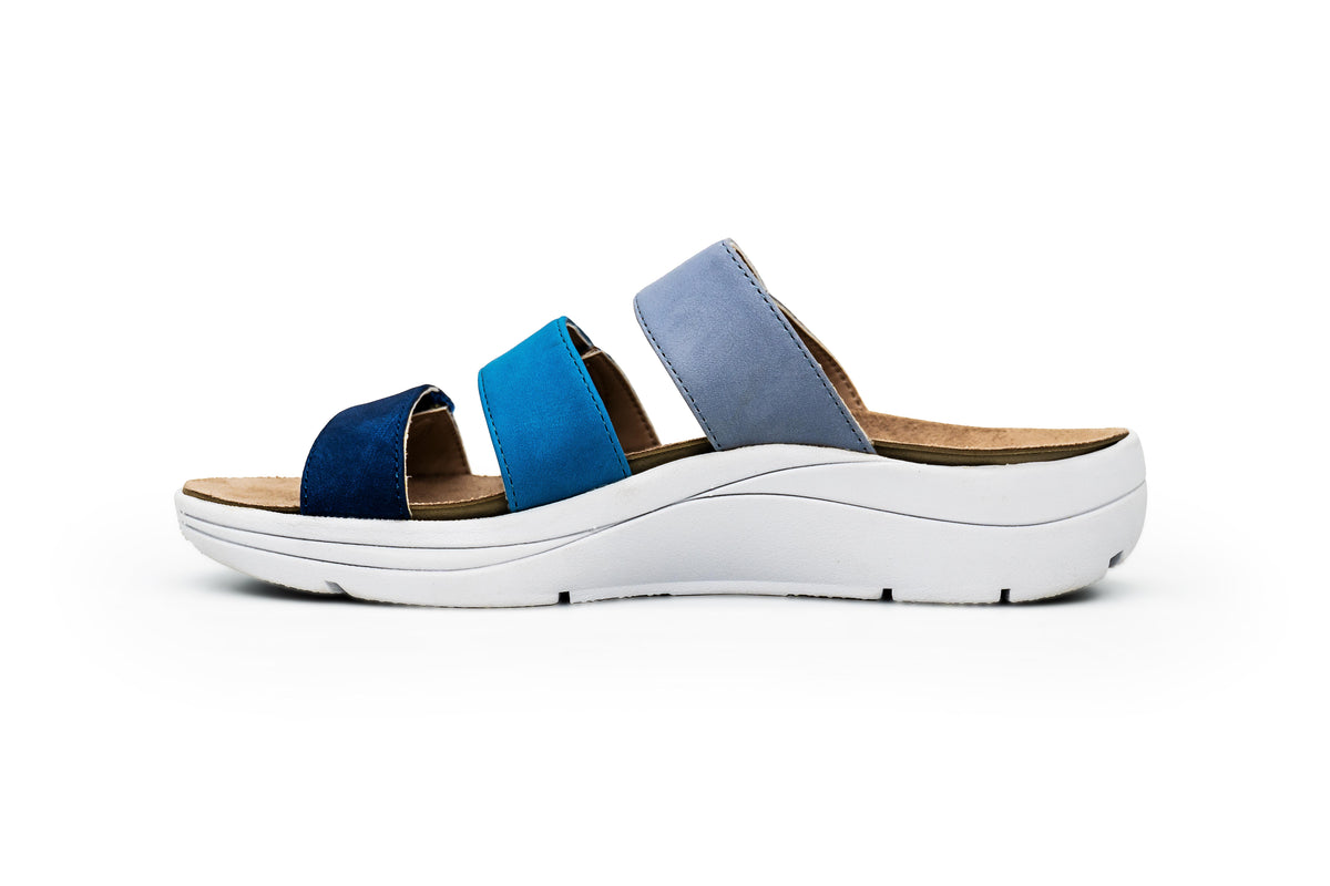 SAWYER Blue Diabetic & Orthopedic Sandal - Womens- Left SIdeView