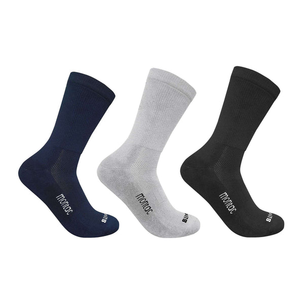 Diabetic Half Terry Full Length Silver Diabetic Socks for Men and Women | Soft, Cushioned Support with Non-Binding Top | Ideal for Sensitive Feet and Diabetic Care-Black ,Navy & Grey| Pack of 3 Diabetic Shoe - An Ortho Shoes Company