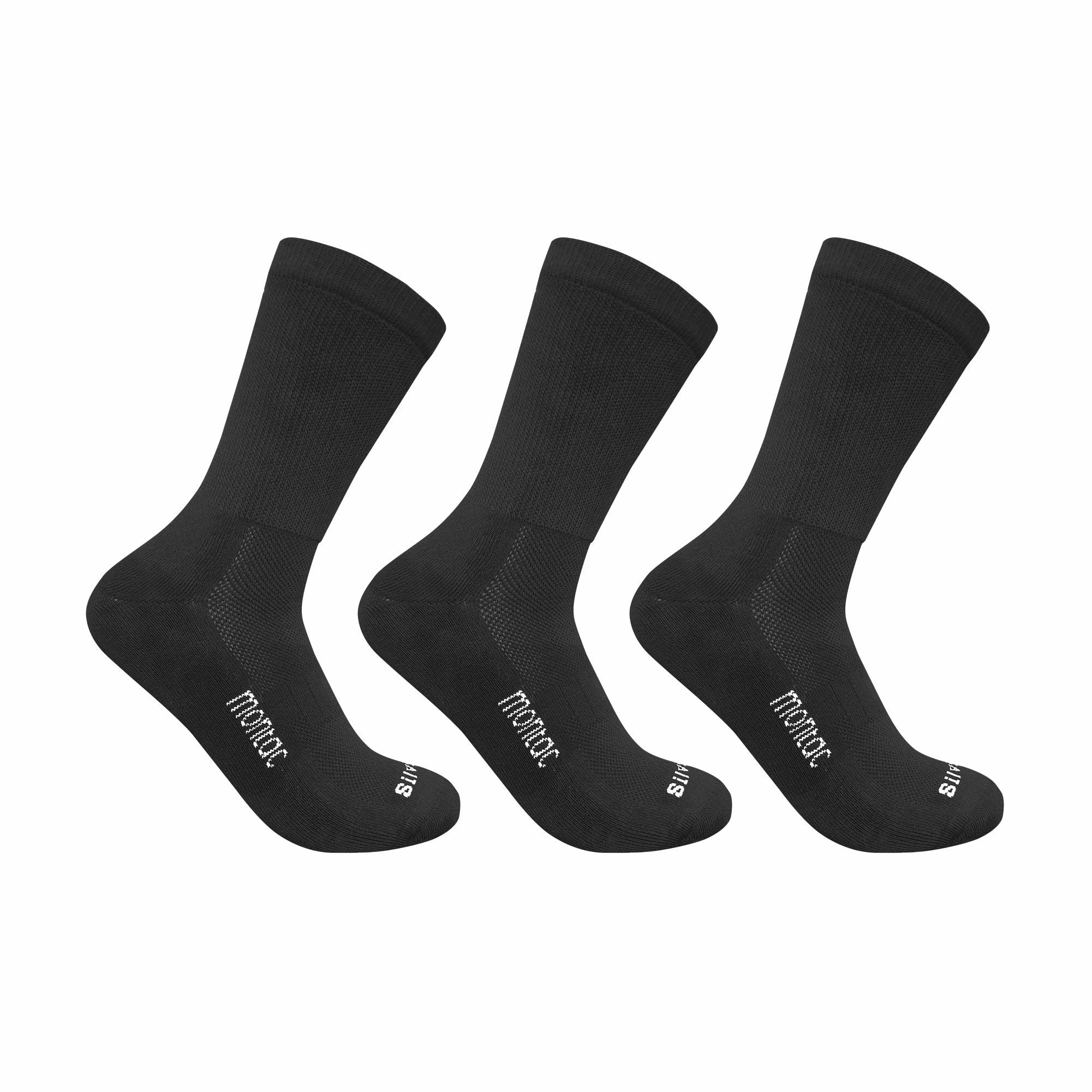 Montac Half Terry Full Length Silver Diabetic Socks for Men and Women | Soft, Cushioned Support with Non-Binding Top | Ideal for Sensitive Feet and Diabetic Care-Black ,Navy & Grey| Pack of 3