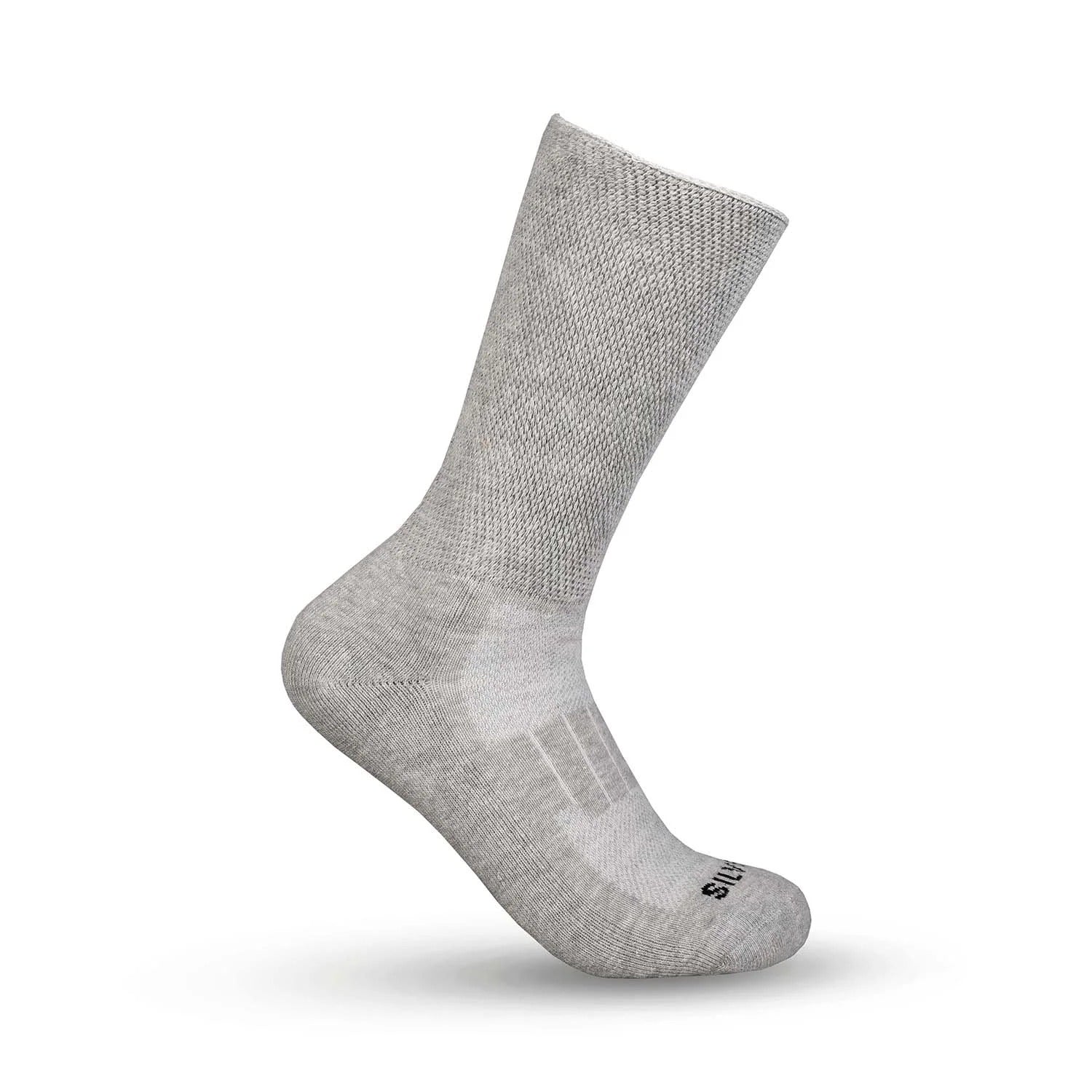 Montac Half Terry Full Length Silver Diabetic Socks for Men and Women | Soft, Cushioned Support with Non-Binding Top | Ideal for Sensitive Feet and Diabetic Care-Black ,Skin & Grey| Pack of 3