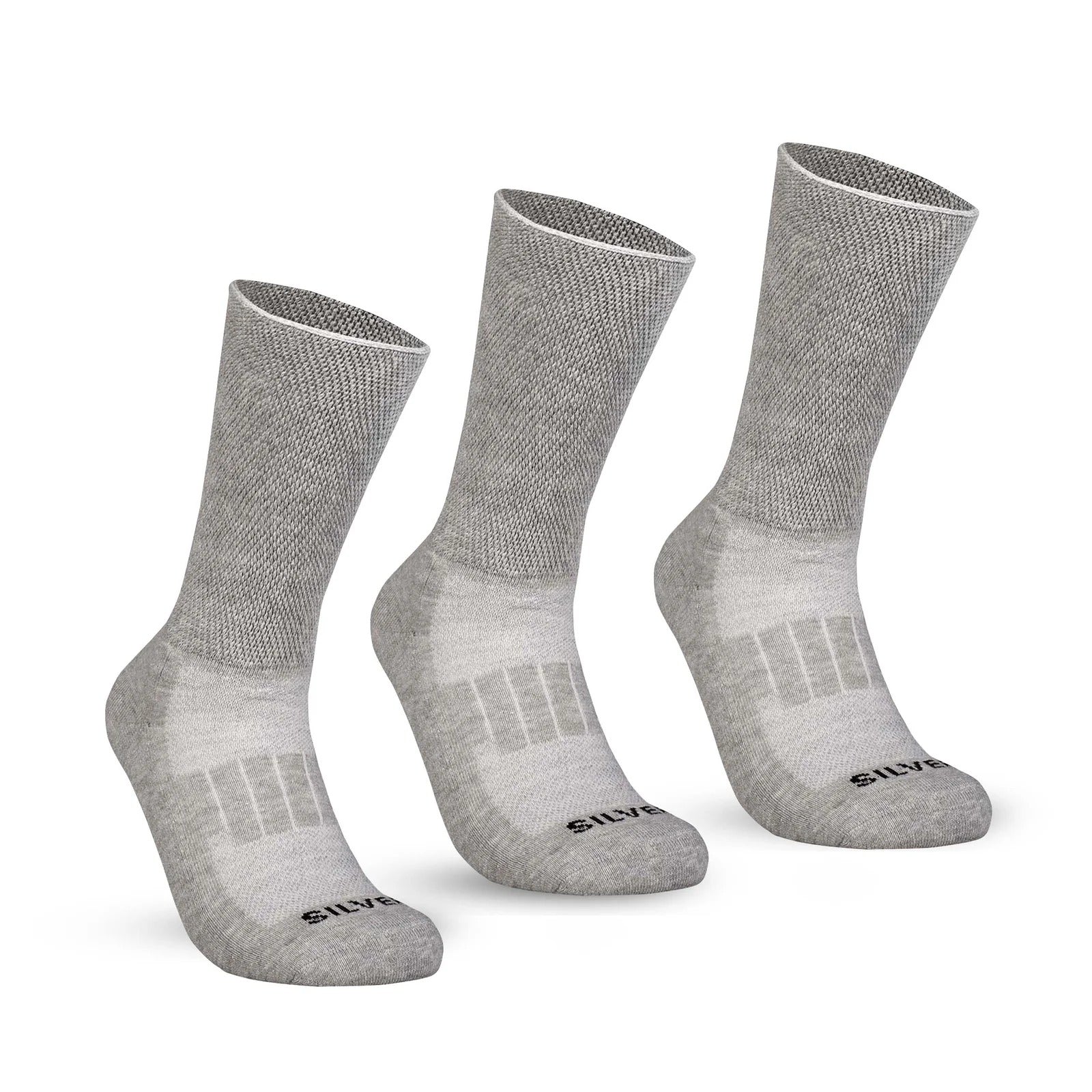 Montac Half Terry Full Length Silver Diabetic Socks for Men and Women | Soft, Cushioned Support with Non-Binding Top | Ideal for Sensitive Feet and Diabetic Care-Black ,Skin & Grey| Pack of 3