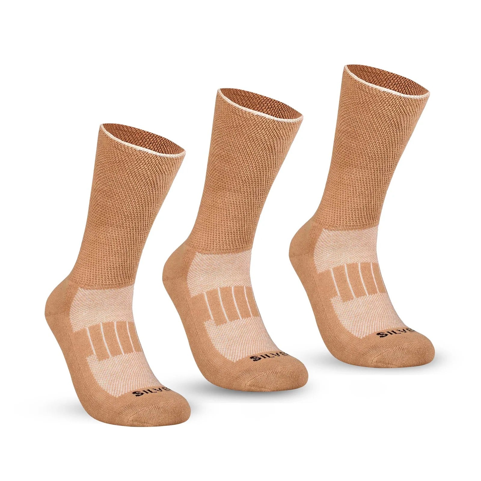 Montac Half Terry Full Length Silver Diabetic Socks for Men and Women | Soft, Cushioned Support with Non-Binding Top | Ideal for Sensitive Feet and Diabetic Care-Black ,Skin & Grey| Pack of 3