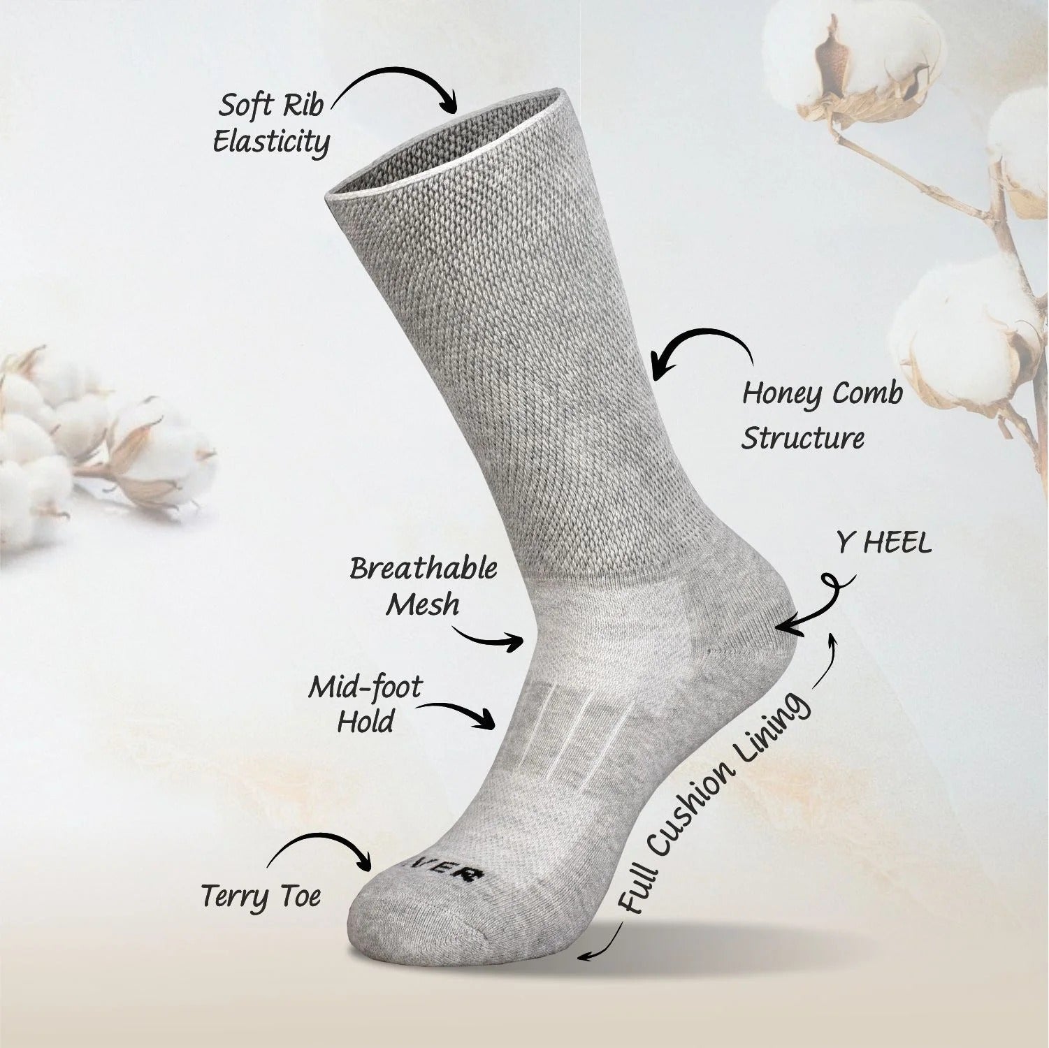 Montac Half Terry Full Length Silver Diabetic Socks for Men and Women | Soft, Cushioned Support with Non-Binding Top | Ideal for Sensitive Feet and Diabetic Care-Black ,Skin & Grey| Pack of 3